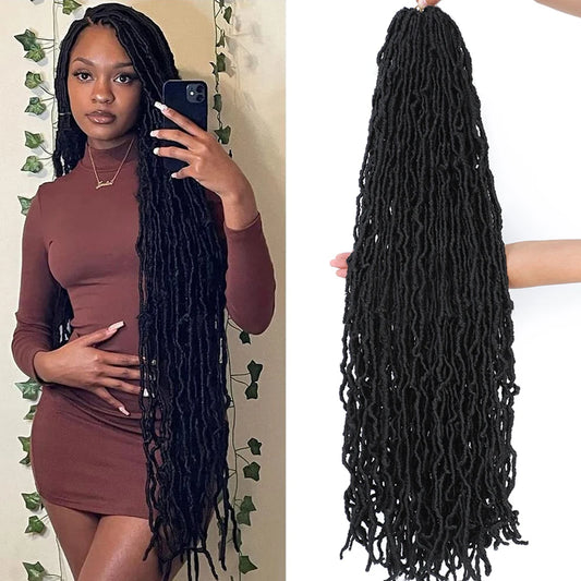 Long Goddess Faux Locks Crochet Braids Brown Blue 1B 30 350 Soft Locs Braiding Hair Synthetic Faux Locs Crochet Hair Extensions