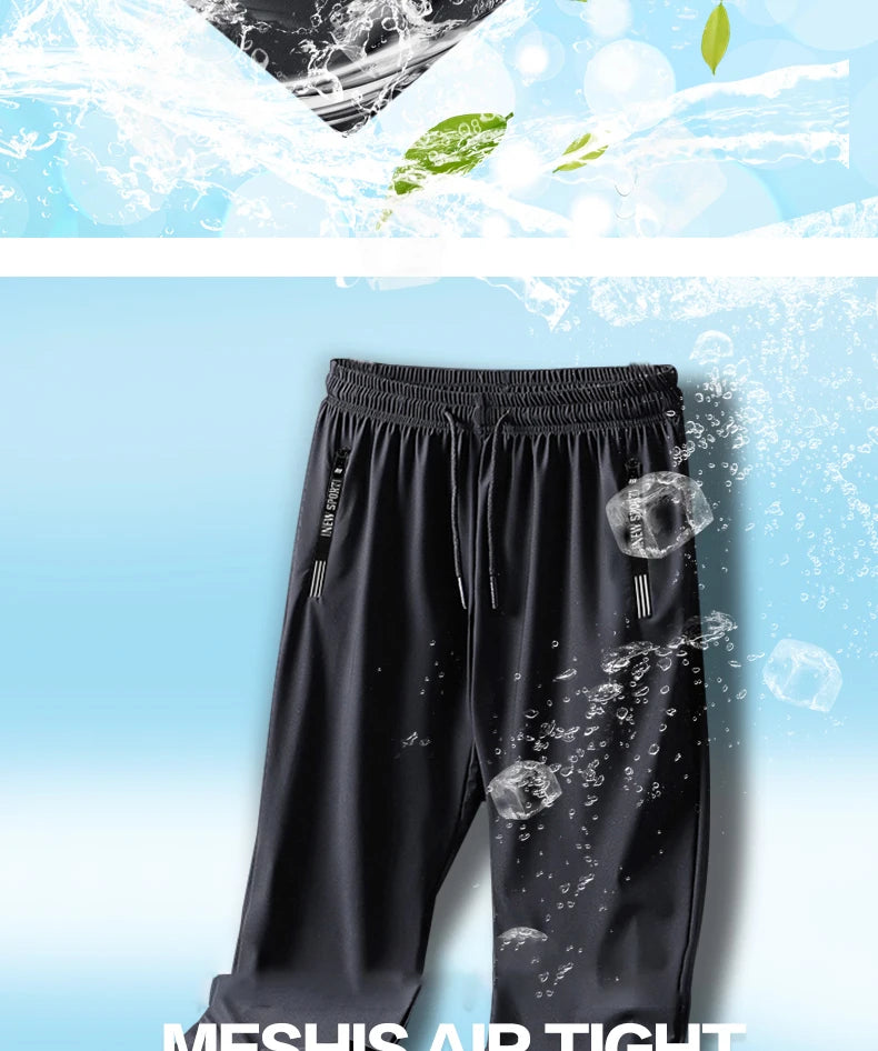Summer Men Casual High end Ice Silk Pants Sports Pants Quick-Drying Men's Trousers Sweatpants Male Elastic Plus Size 8xl 7xl 6xl