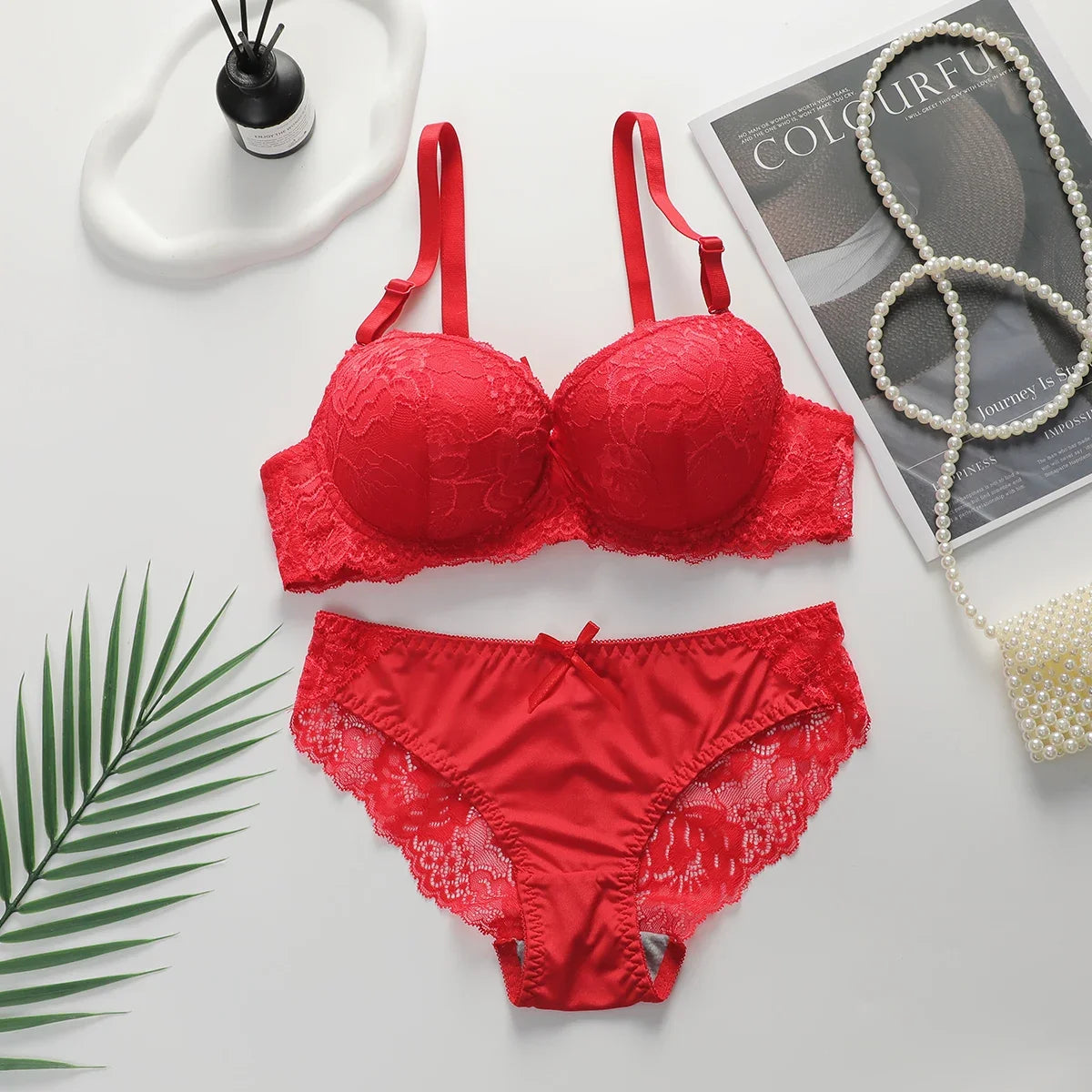 2-piece Sexy Multi-color Lingerie Set For Women's Gathering Push Up Underwear For Women's Flower Underwear