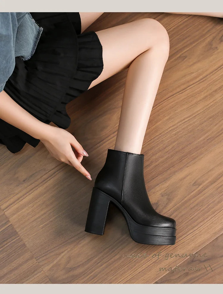 2026 New Women's Boots Sexy Ultra High Heels Woman Round Toe Boots Platform Shoes Women Shoes Ankle Boots Zipper Party Shoes