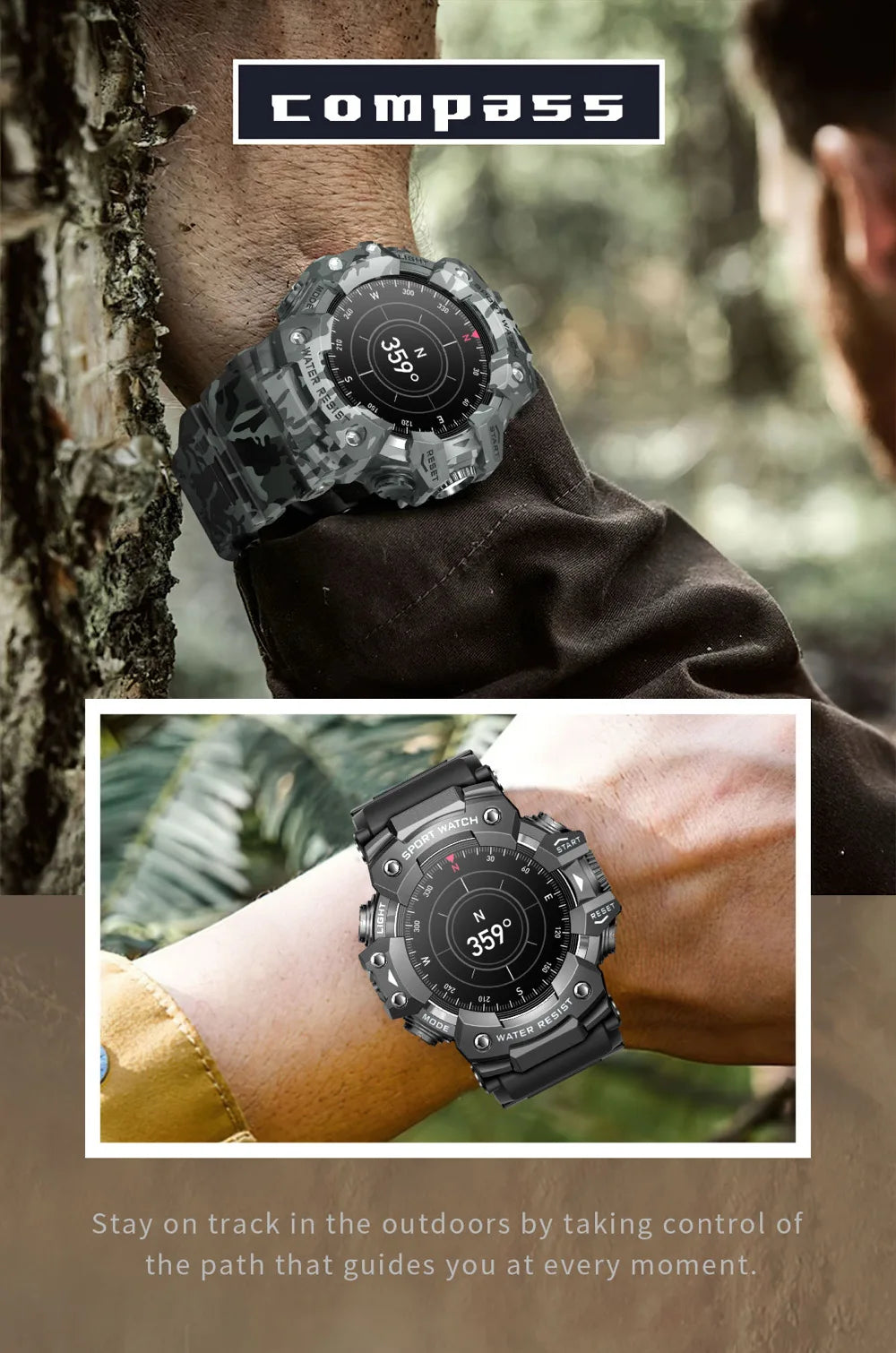 Outdoor Sports Smart Watches Men Blue Tooth Call Smartwatch Compass Waterproof Sleep Health Monitoring Message Push Flashlight