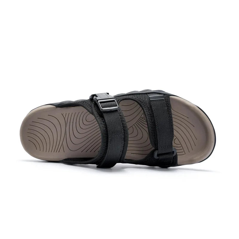 Summer Men Adjustable Outdoor Slippers Men Slides Anti Slip Slippers Black Khaki Green Comfortable Big Size 46 47