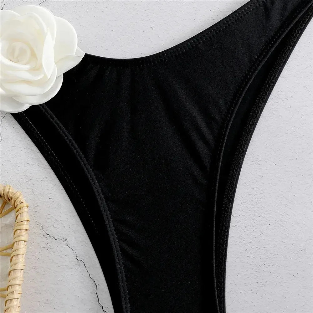 Sexy Rose Flower Bikini Beachwear  Swimwear Thong Bikini Women Swimsuits Swimming Bathing  Brazilian Bikinis Set Mujer Biquini