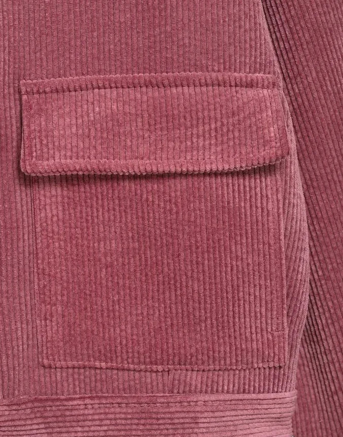 Women Pu Leather Collar Pink Cropped Jacket Corduroy Fashion Long Sleeve Zipper Coat 2026 New Lady Spring Chic Street Outwear