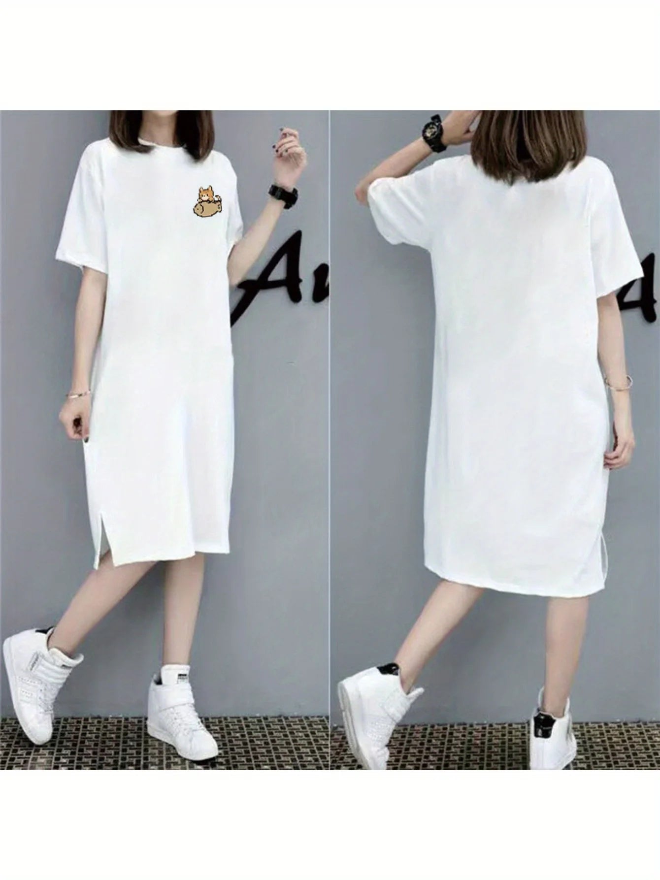 Casual Dresses, Summer Loose Large Size New Short-sleeved T-shirt Skirts for Women, Summer Fashion Style Long Skirts
