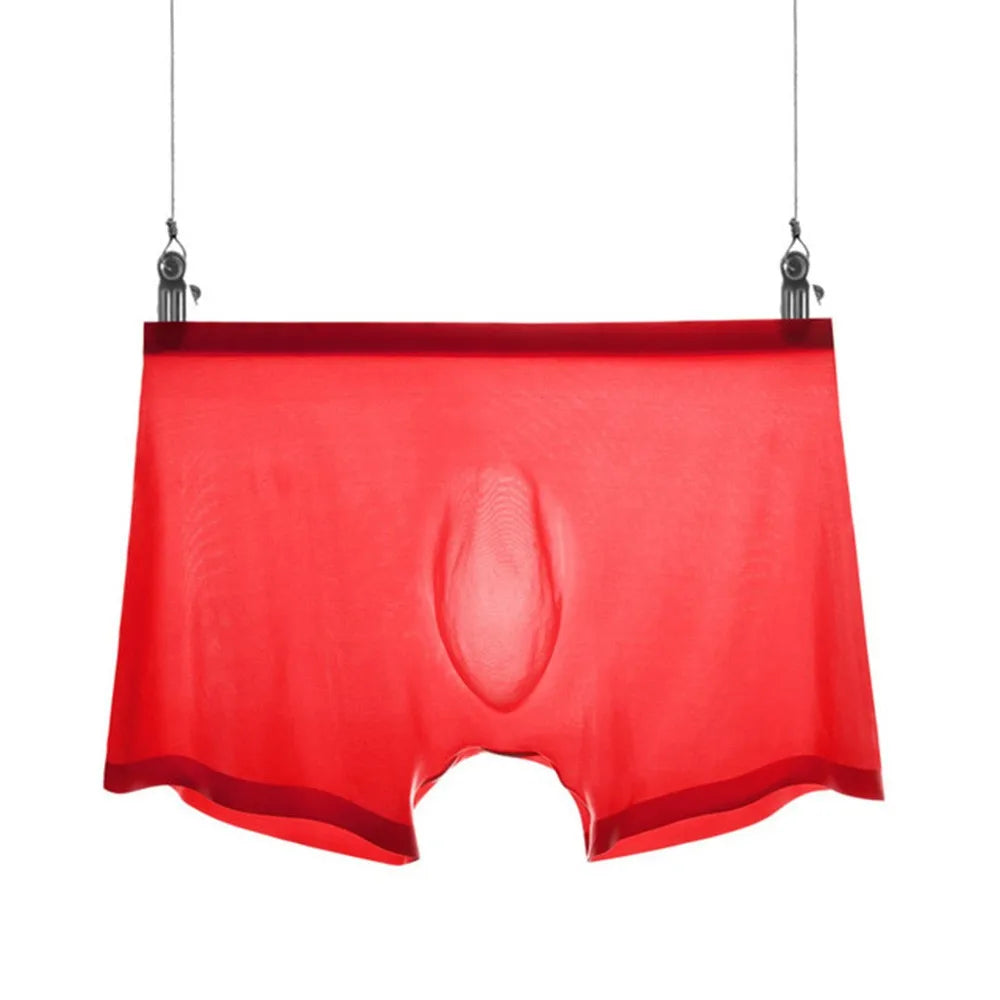 Men's Underwear Transparent Boxers Bulge Ice Silk See Through Underpants Sexy Briefs Low Waist Panties Lingerie Intimates