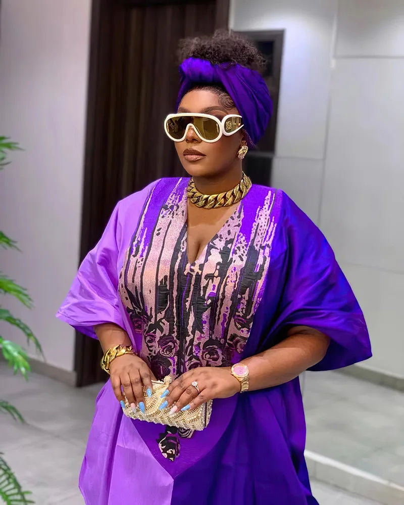 African Ethnic Style Long Dresses for Women 2026 Traditional Printed Patchwork Muslim Abayas Hijab Females Loose Robe Plus Size