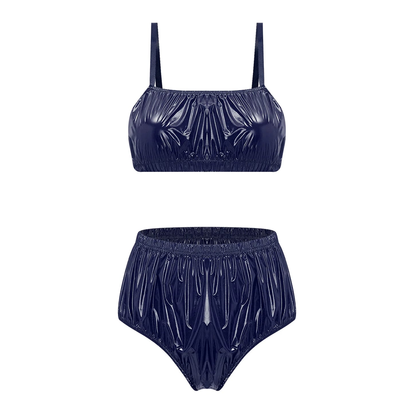 Women Waterproof Bikini Set Swimsuit Bathing Suit No-pad Bra Top with Swim Shorts for Beach Pool Sunbathing Nightwear Clubwear