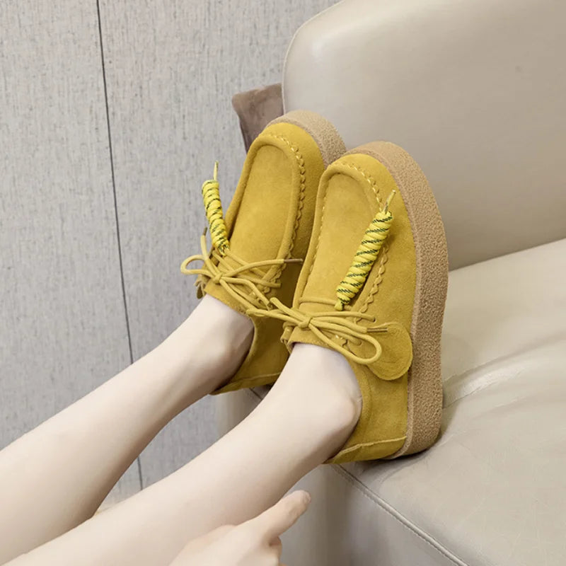 AIYUQI Genuine Leather Women's Shoes 2025 New Flat Non-slip  Derby Female Shoes Large size Lace-up Loafers For Women