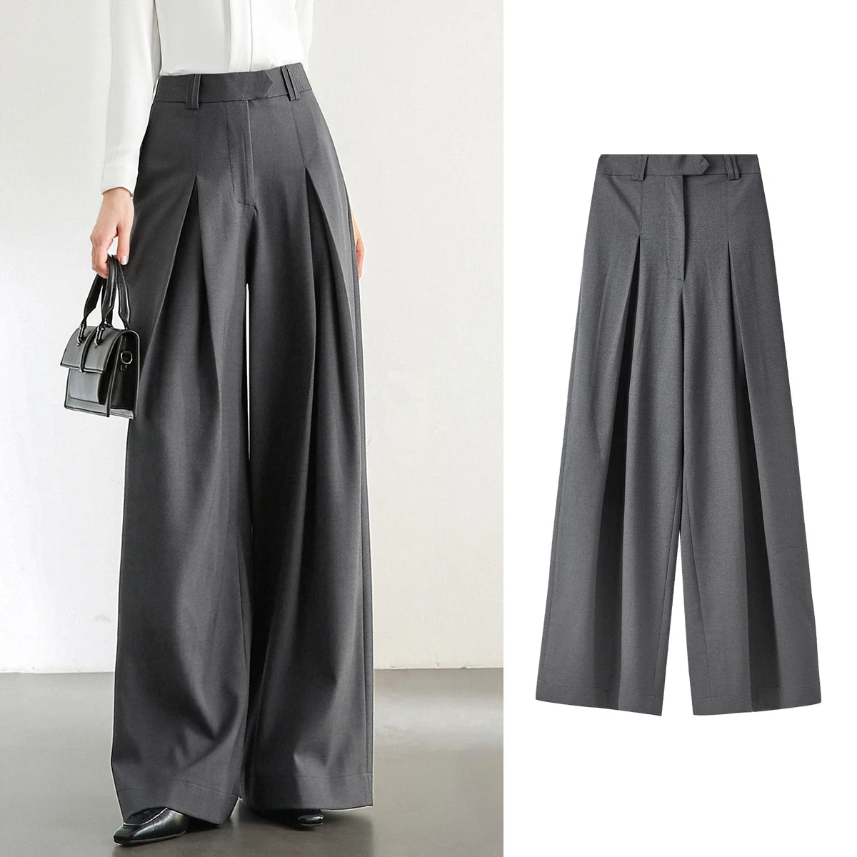 SENTUBILA Women Wide Leg Pants Office Lady Work Wear Trouser 2026 Spring Fashion Elegant Commute Full-length Pants 133K51993