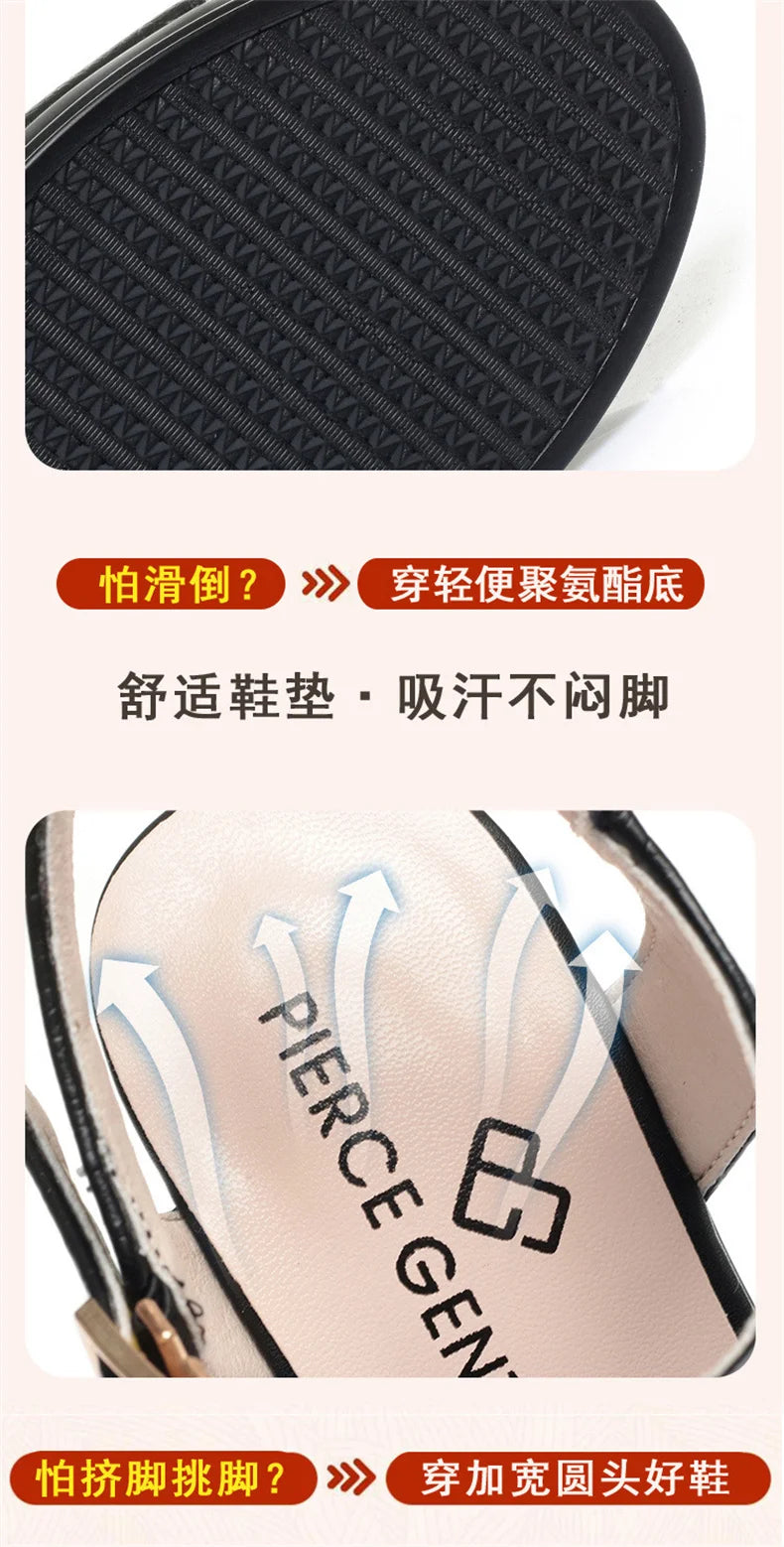 New Size 34-40  Summer Women Fashion Fish Mouth Platform High Heels Buckle Soft Bottom Sandals Waterproof Platform  Office Model