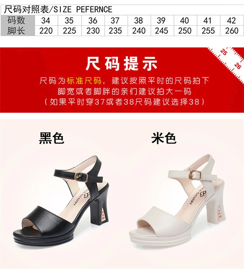 New Size 34-40  Summer Women Fashion Fish Mouth Platform High Heels Buckle Soft Bottom Sandals Waterproof Platform  Office Model