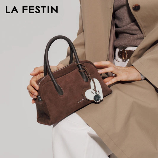 LA FESTIN Original Handbags New Suede Bag Commuter Women's Bag Luxury Shoulder Crossbody Bag Boston Bag Handheld Bag
