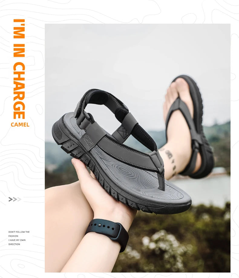 Men's simple casual sandals summer outdoor anti slip wear-resisting comfort beach shoes breathable fashion male walking slippers