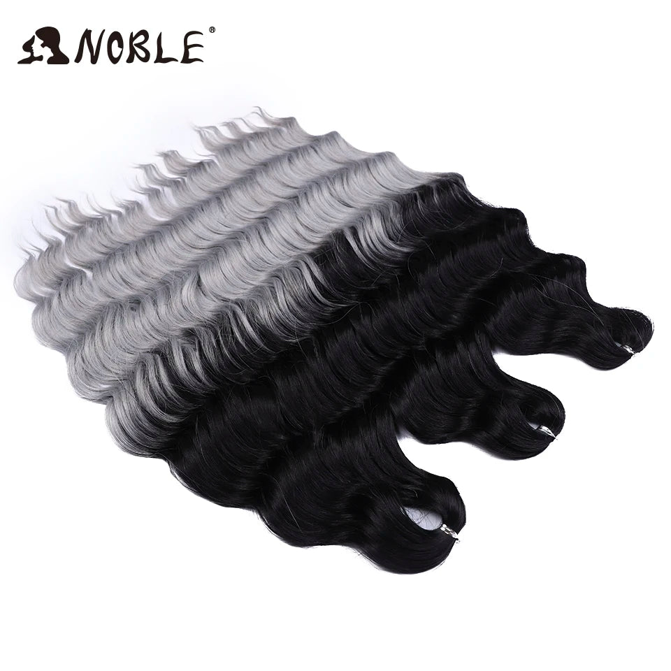 Noble 24 Inch Synthetic Hair Water Wave Braiding Hair Extensions Ombre Rainbow color Deep Wave Curl Twist Crochet Hair Extension