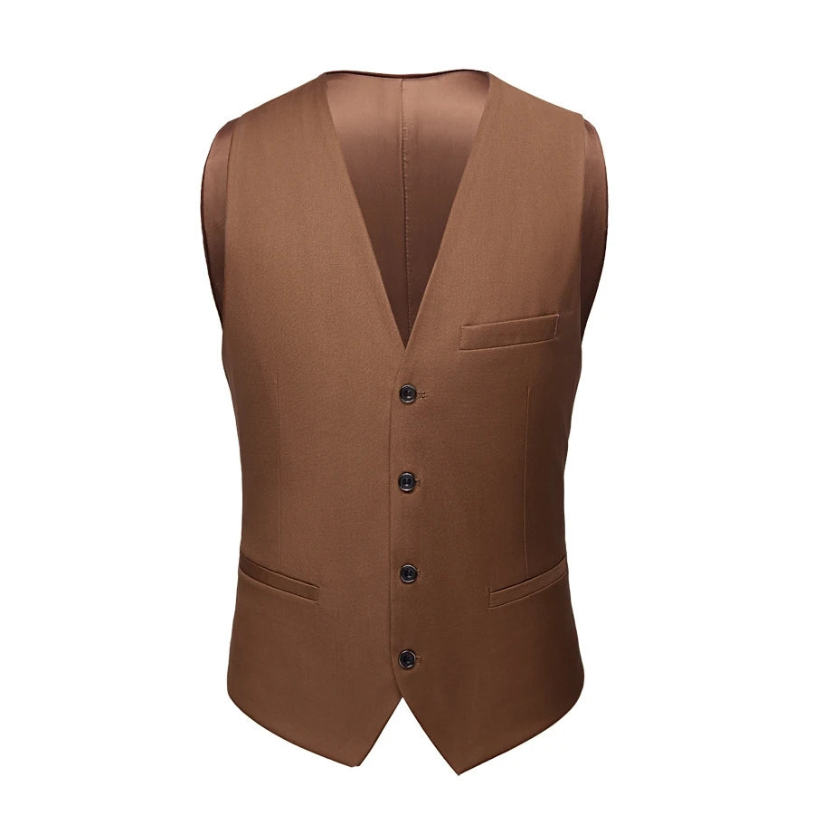 M-6XL Luxurious Fashion High-end Solid Color Men's Official Business Casual Suit Vest Groom Wedding Dress Party Male Waist Coat