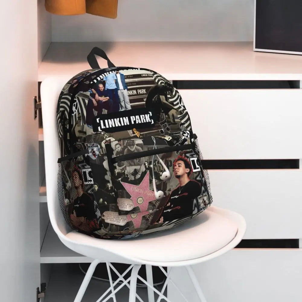 L-Linkin-S P-Park-S Band Student Backpack School Bag Hiking Travel Daypack for Boys Girls Fashion Bookbag Shoulder Bags