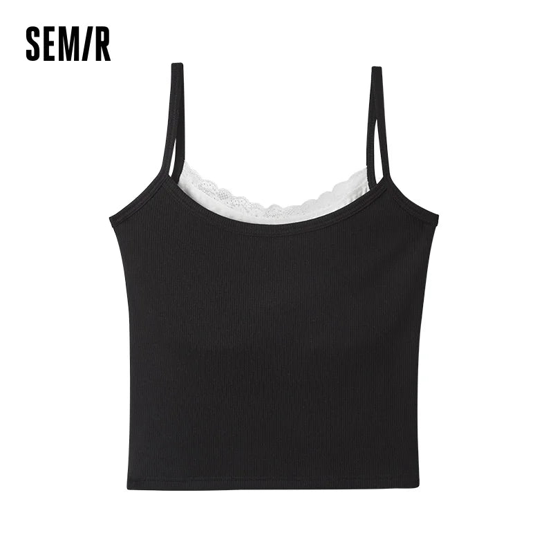 Semir Women Vest Lace Trim Neck Bow Decor Stylish Sweet Base Layer Home Wear Top 2026 Summer Wear