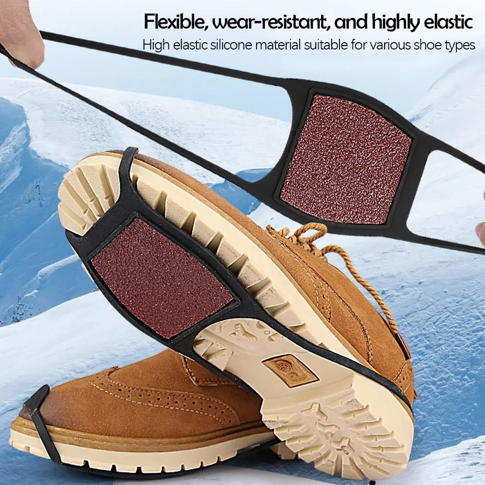 Silicone Anti Slip Shoe Boot Grips Outdoor Non Slip Snow Shoe Spikes Ice Overshoe Ice Grippers Spikes Durable Traction Cleats