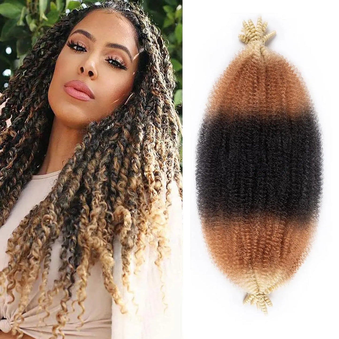 Pre-Separated Springy Afro Twist Hair 24 Inch 3 Tones Soft Locs Marley Twist Synthetic Braiding Hair Extension For Black Women