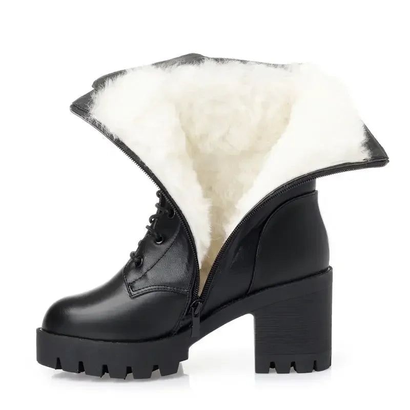 Luxury Women's Boots Winter Warm Women Snow Boots Fashion High Quality High Heels Comfort Platform Women Short Boots Botas Mujer