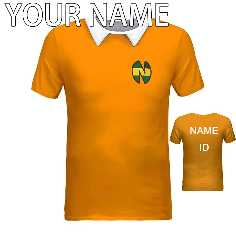 Captain Tsubasa Nankatsu School Soccer Jersey Benji Price T-Shirt Ozora Tsubasa Cosplay Orange Football Shirt