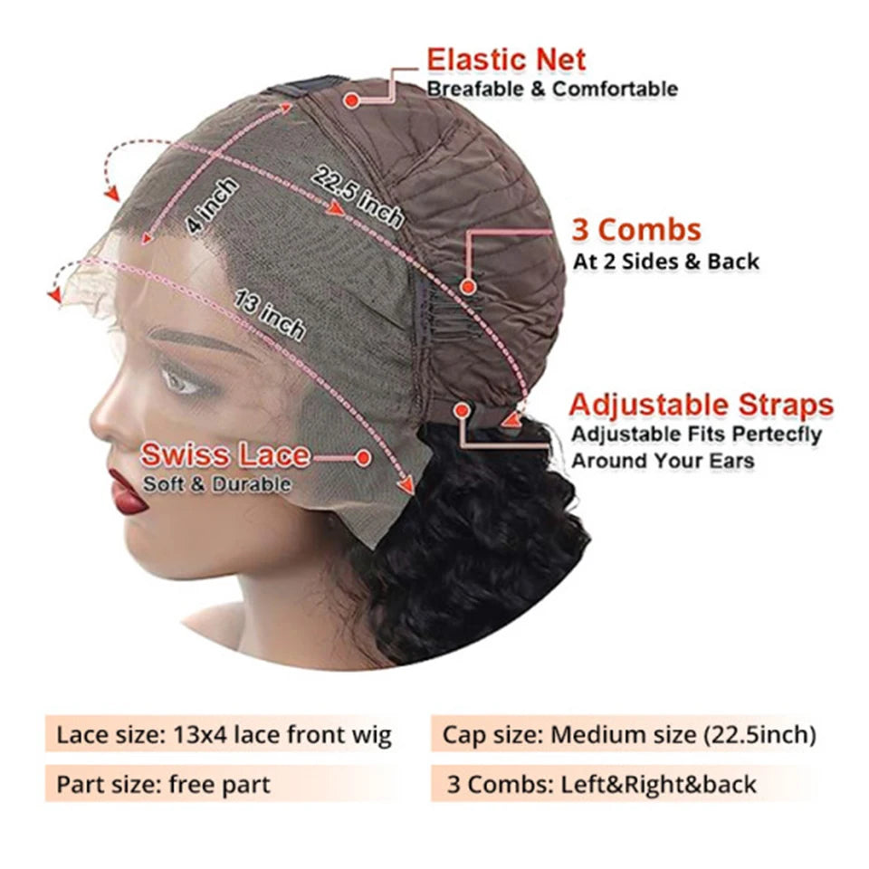 13*4 Lace Frontal Wigs High Quality Curly Pixie Cut Wigs 12A Brazilian Virgin Human Hair Natural Short Hair Style 180% Density