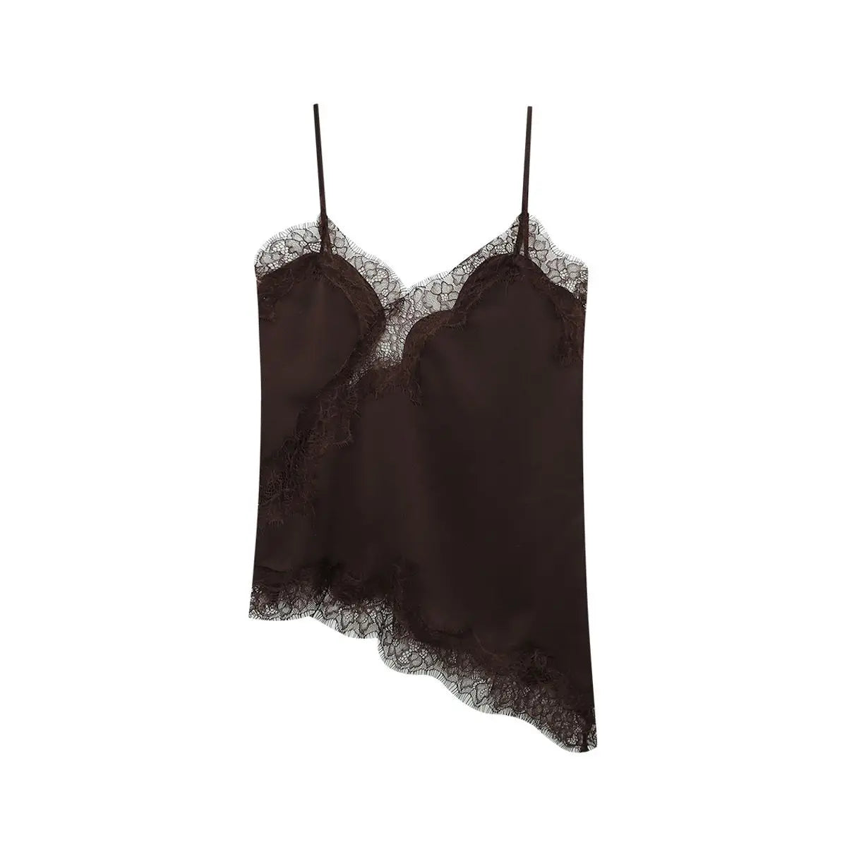 KONDALA Women Sexy High Street Lace Cami Short Dress Asymmetrical Dress 2025 Spring Autumn Fashion Party Dinner Date Mujer Dress
