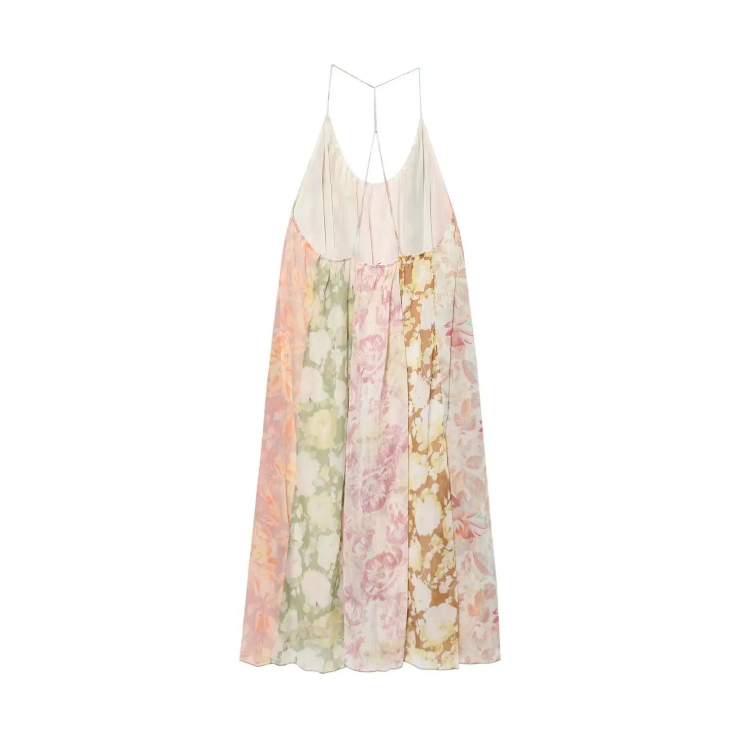 HH Summer Fashion Seaside Vacation Style Elegant Suspender Dress With Flower Print Backless Sleeveless Sexy Midi Dresses