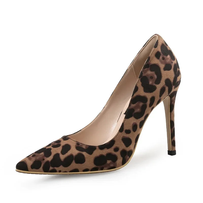 Autumn Sexy Leopard Print Women's Shoes High Heels 6-10CM Elegant Office High Heels Women's Sandals Pointed Luxury Single Shoes