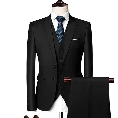 Elegant Suits For Men Wedding 3 Pieces 2 Set  Fashion Classic Full Jackets Vest Pants Blazers Outfit 2024 Formal Costume
