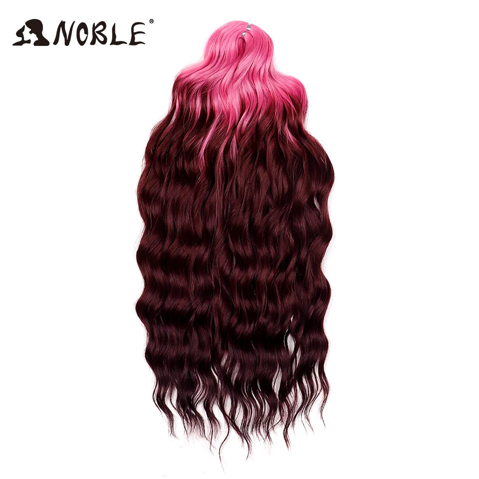 Noble 24 Inch Synthetic Hair Water Wave Braiding Hair Extensions Ombre Rainbow color Deep Wave Curl Twist Crochet Hair Extension