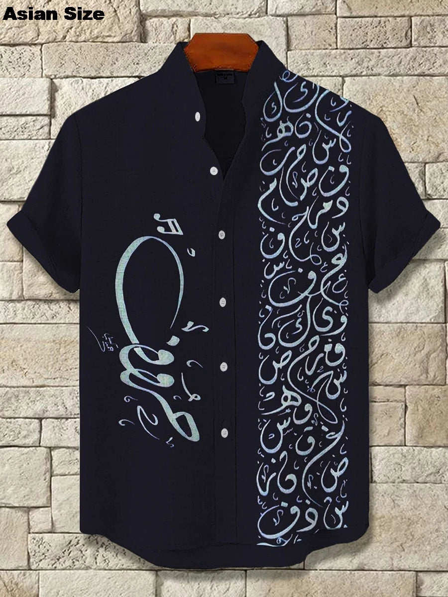 2025 Vintage African Style Men's Retro Ethnic Tribal Short Sleeve Shirts Tops Fashion Casual Dashiki Streetwear Men's Shirts