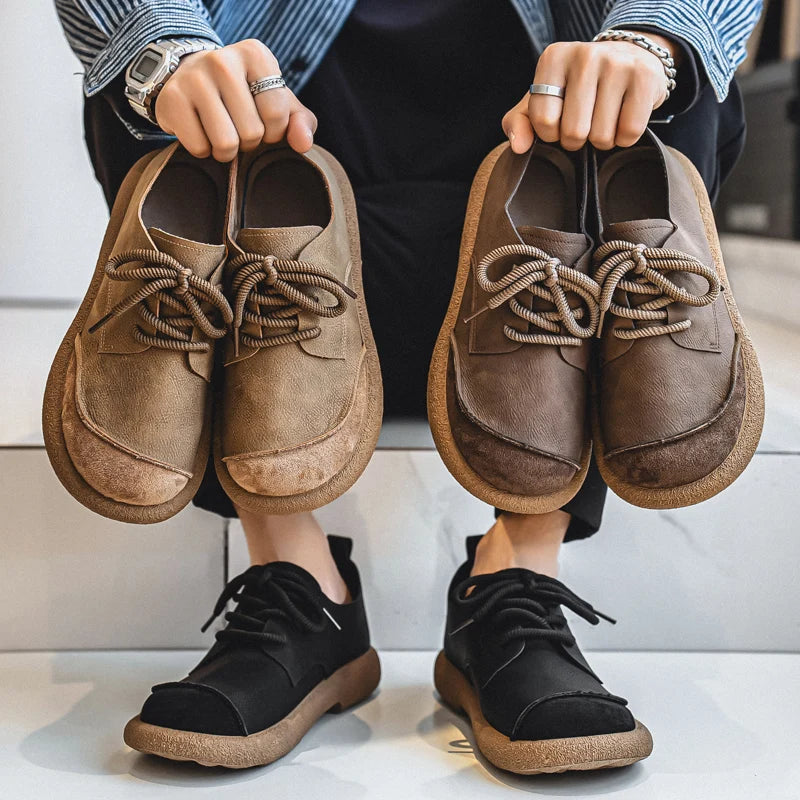 Luxury Brand Men's Casual Shoes Fashion Handmade Walking Shoes Lightweight Leisure Footwear Outdoor Sneakers Leather Work Shoes