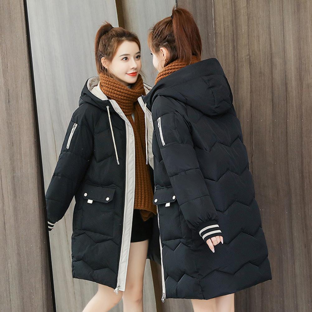 Women Long Hooded Down Cotton Coat Winter Thick Warm Parka Jacket