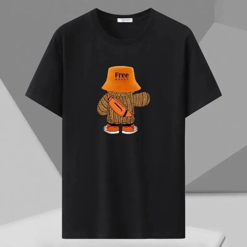 Men Oversized Tees Plus Size 4XL 5XL 6XL 7XL Printed T-shirt for 110-175kg Summer Cotton T-shirt Round Neck Short Sleeve Tops