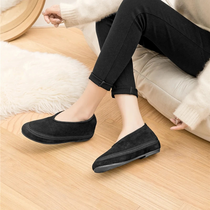 AIYUQI Flat Snow Boots Women's Genuine Leather 2025 Large Size Non-slip Women's Winter Shoes Comfortable Warm Women Ankle Boots