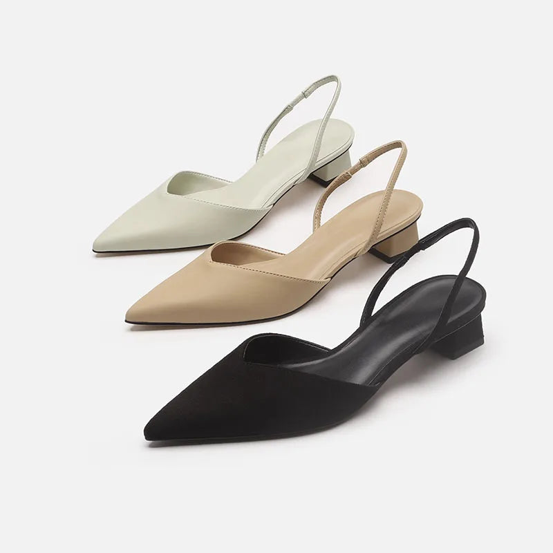 Baotou Sandals Women's 2025 New Summer Simple Pointed Square Heel Sandals Women's High Heels Thin Strap Fashion Single Shoes