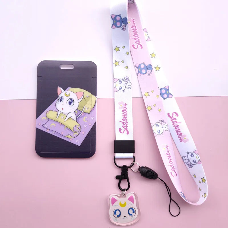 New Cartoon Girls Anime Lanyard Credit Card ID Holder Bag Student Women Travel Bank Bus Business Card Cover Badge