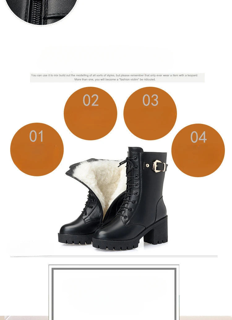 Luxury Women's Boots Winter Warm Women Snow Boots Fashion High Quality High Heels Comfort Platform Women Short Boots Botas Mujer