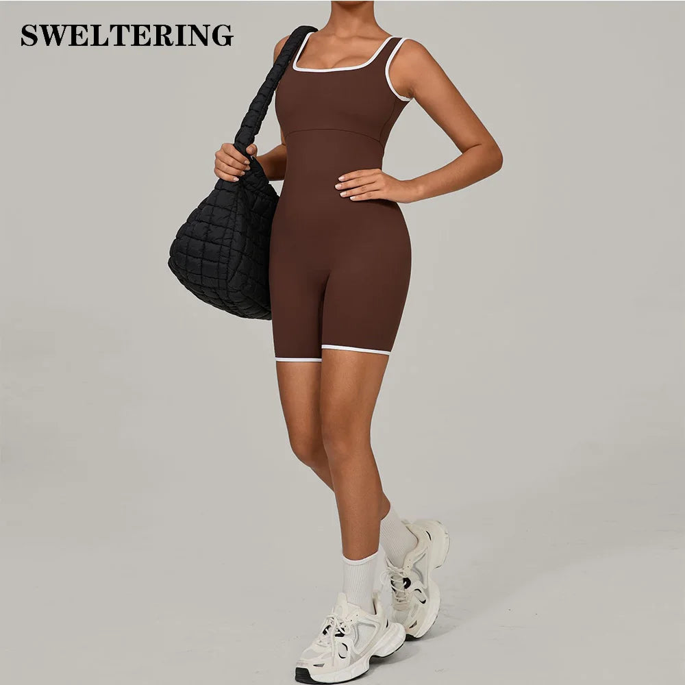 Jumpsuits Women Tracksuit One-Piece Suit Color Blocked Rompers Yoga Set Gym Push Up Workout Clothes Fitness Bodysuit Sportswear