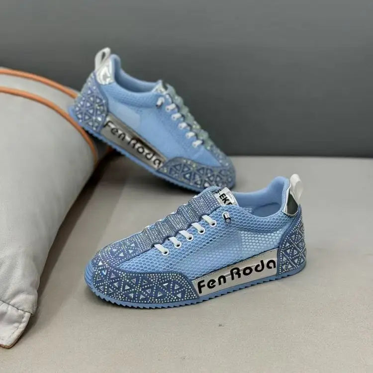 Sneakers Casual Men Designer Punk Bling Board Shoes Fashion Leather Mesh Breathable Increased Internal Flat Platform Sport Shoes