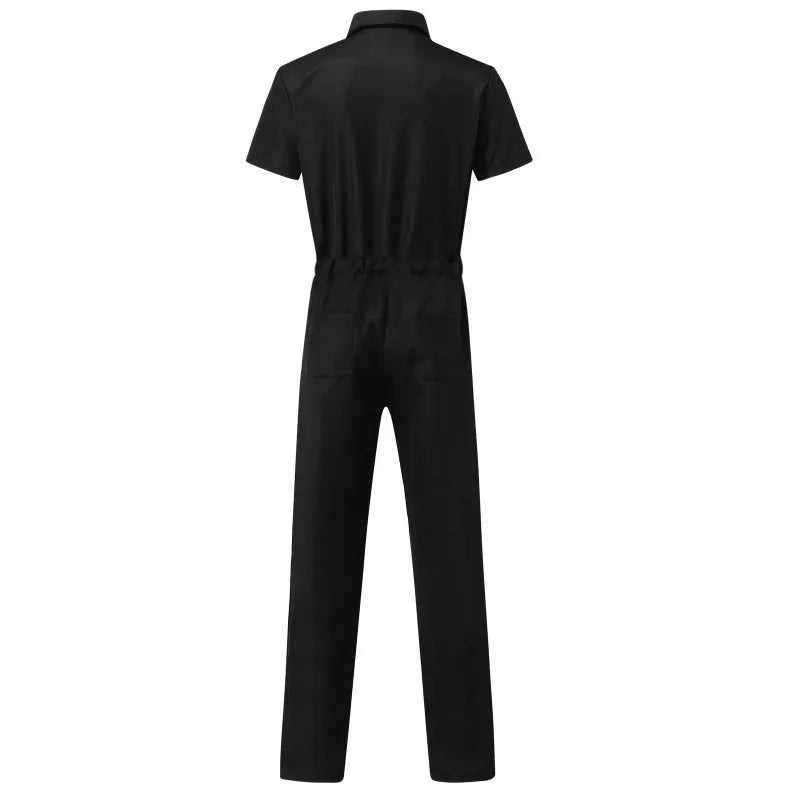 Multi-pocket Overalls Men's Jumpsuits Short Sleeves Trousers Suits Zippered Jumpsuits Men's Overalls Belted Jumpsuits