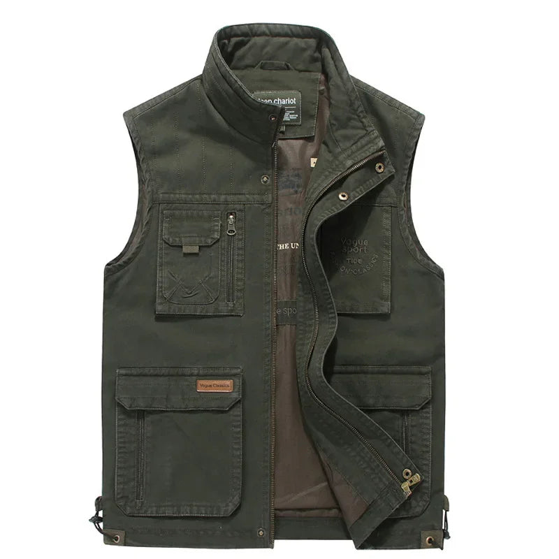 Sleeveless Tactical Autumn Mens Vests Photographer Jacket Plus Big Size Cotton Casual Multi Pocket Vest Male Waistcoat Coat