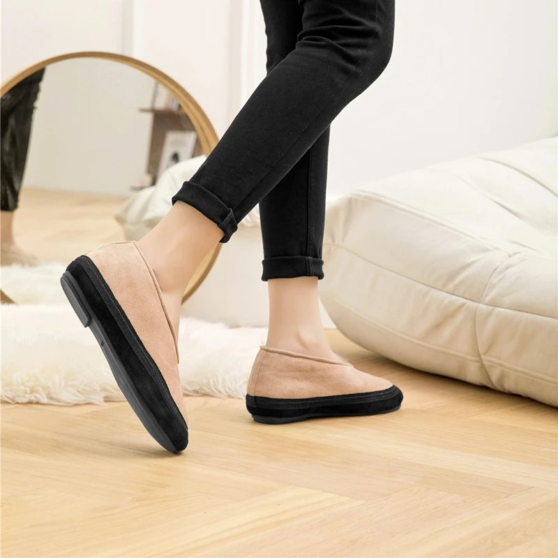 AIYUQI Flat Snow Boots Women's Genuine Leather 2025 Large Size Non-slip Women's Winter Shoes Comfortable Warm Women Ankle Boots
