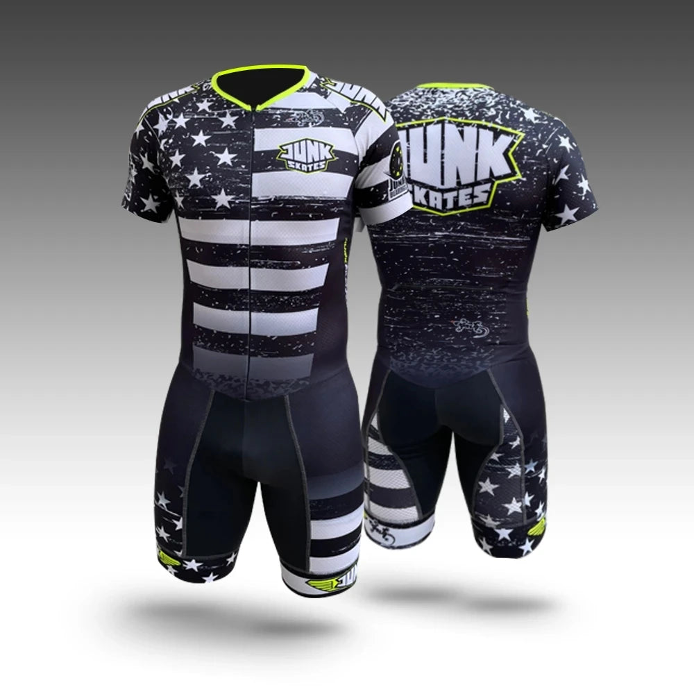 Mans Roller Skating Cycling Jersey Triathlon Clothing Tri Suit Skinsuit Conjunto  Bike Body Sport Swim Run Jumpsuit No Cushion
