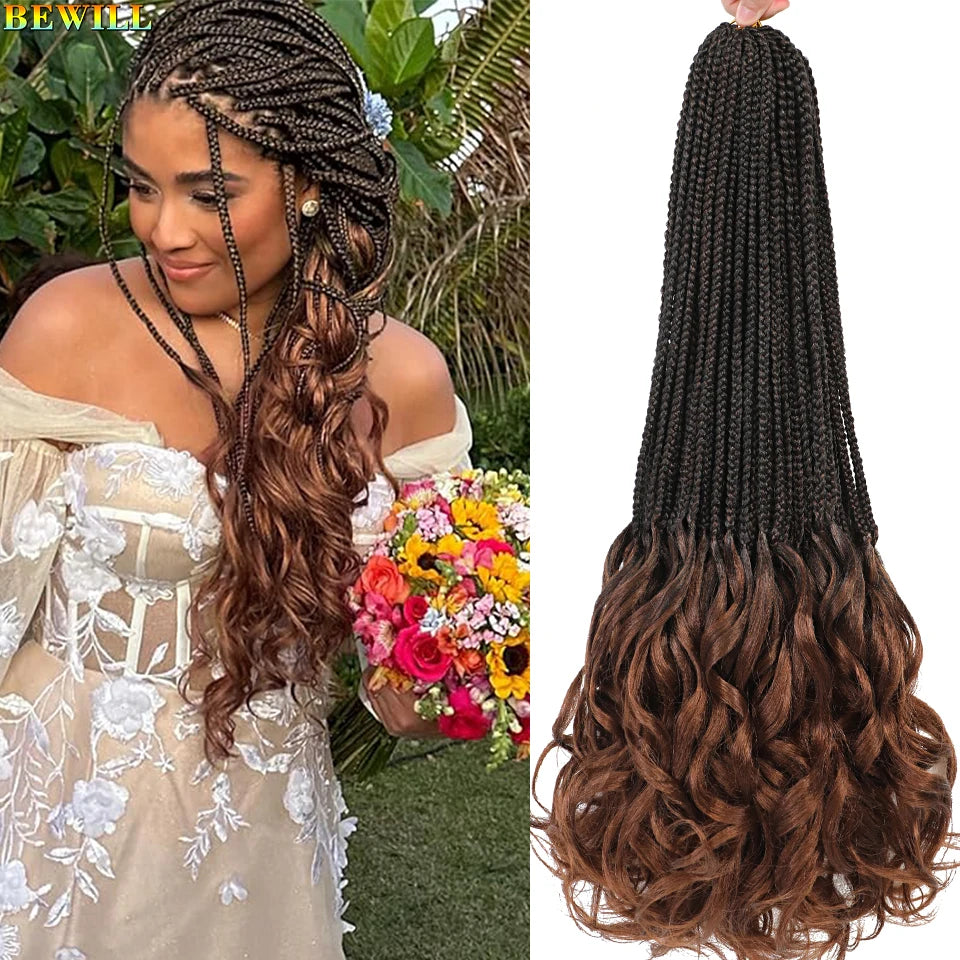 14 18 24 Inch French Curl Crochet Braids Boho Goddess French Curl Box Braids Crochet Hair Synthetic French Curly Braiding Hair