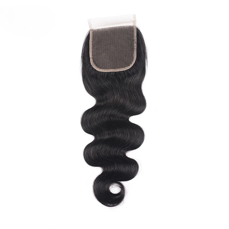 20 Inch Straight Body Wave Deep Curly 4x4 Transparent Lace Closure Pre-Plucked Raw Indian Hair Natural Color 150% Density