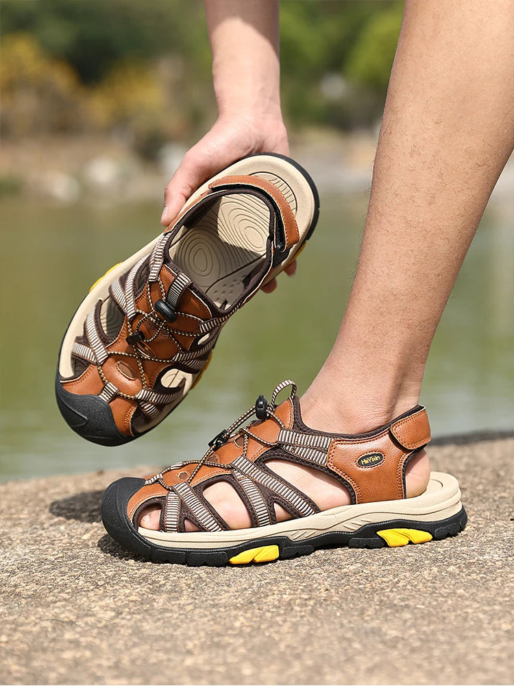 Summer Outdoor Sandals for Men Breathable Hiking Shoes Water Beach Mens Sandals Camping Climbing Aqua Sneaker Fashion Roman Shoe