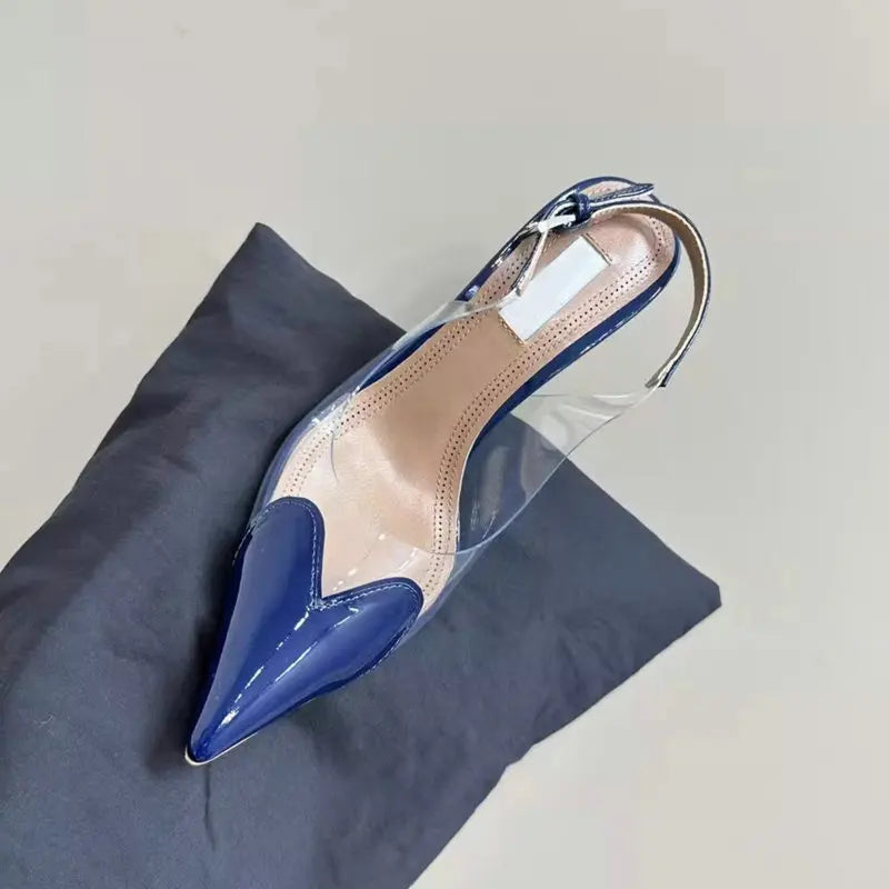 2025 New PVC European Style High Heels Women'S Summer Pointed Toe Runway Sandals Party Shoes